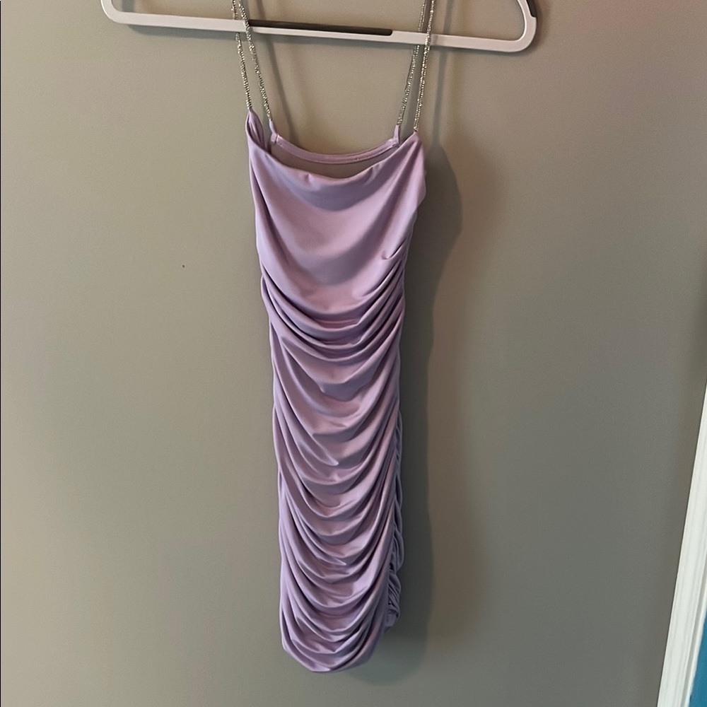 Lucy in the Sky Purple Ruched Slip Dress